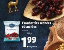 Crasbes  Cranberries séchées et sucrées  ובר  250 g  7.99  Tag-zace  