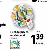 filet de pièces en chocolat 600830  fairtrade  ✓ cacao  1.3³ 