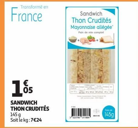 sandwich thon crudités