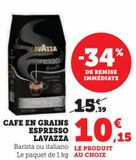 Café en grains espresso lavazza offre à 10,15€ sur Super U