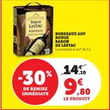 BORDEAUX AOP ROUGE BARON DE LESTAC offre à 9,8€ sur Hyper U