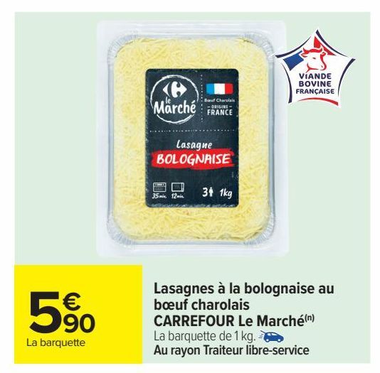 lasagnes a la bolognaise au boeuf charolais  Carrefour Le Marché