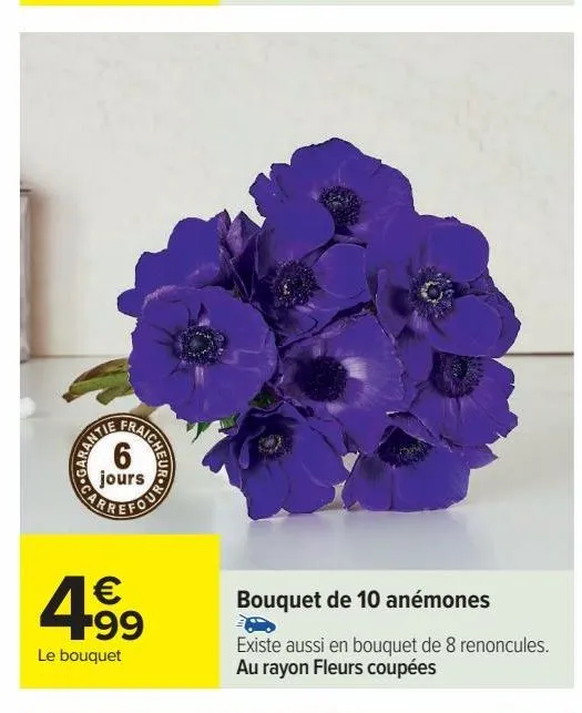 bouquet de 10 anemones