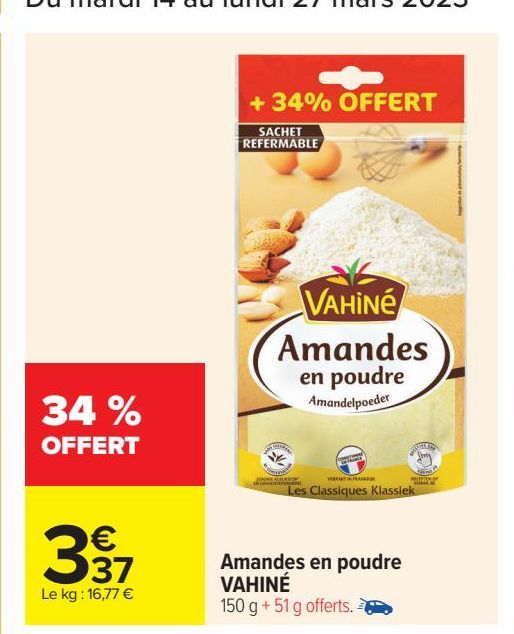 amandes en poudre Vahiné