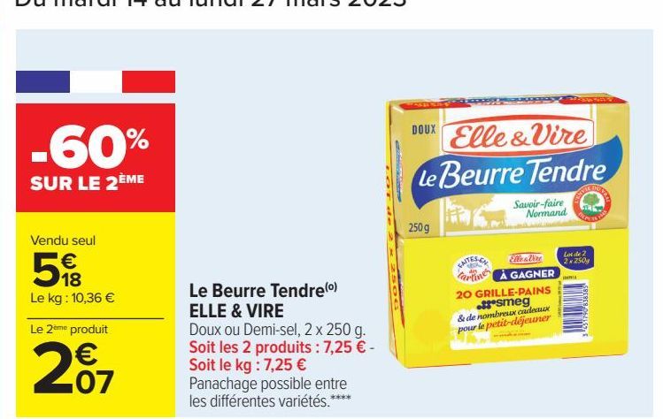 Le beurre Tendre Elle & Vire