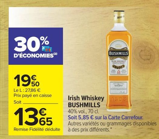 Irish whiskey BUSHMILLS