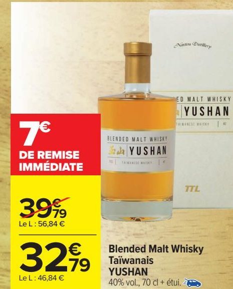 Blended Malt whisky Taiwanais YUSHAN