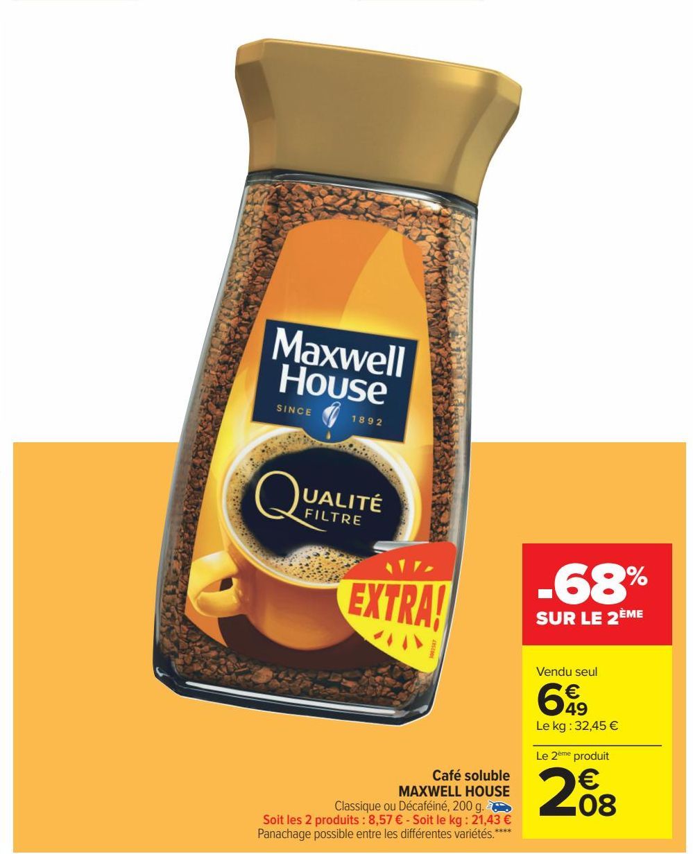 café soluble Maxwell house