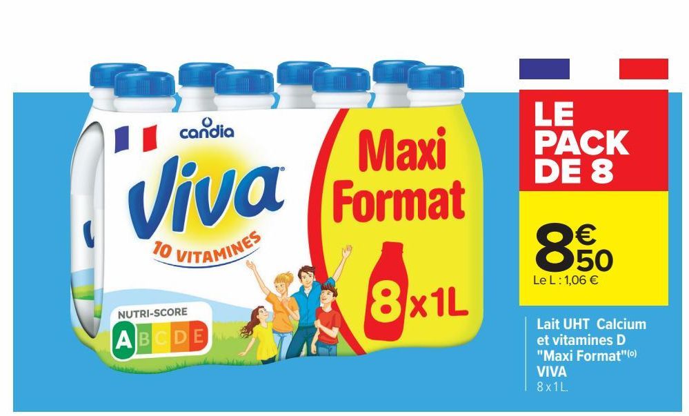 lait UHT Calcium et vitamines D Maxi Format VIVA