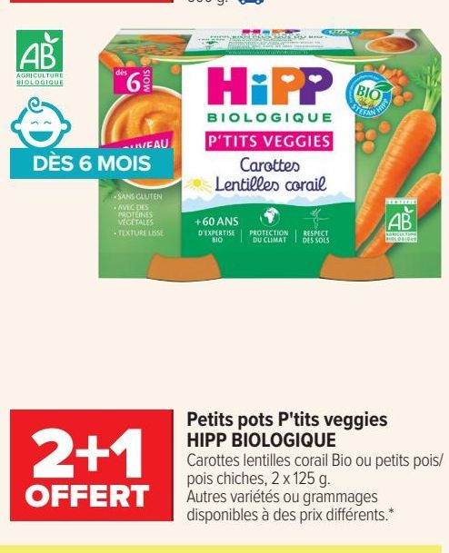 Petits pots P`tits veggies HIPP BIOLOGIQUE