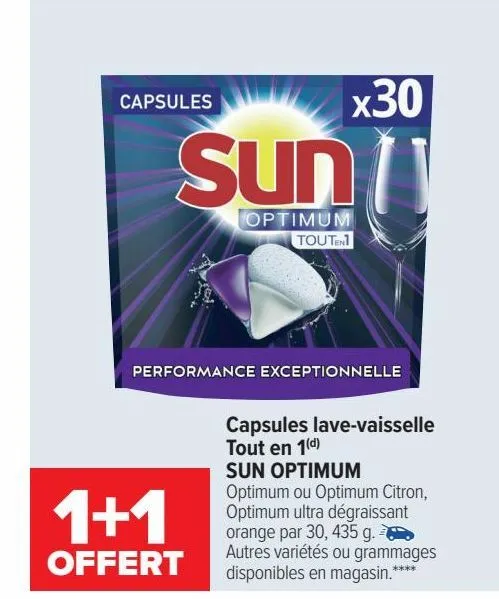 capsules lave-vaisselle tout en 1 sun optimum