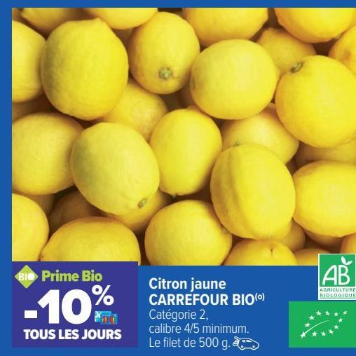 citron jaune Carrefour Bio