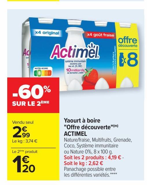 yaourt a boire Offre decouverte Actimel