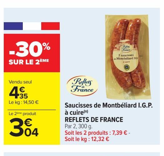 saucisses de Montbeliard I.G.P. a cuire Reflets de France