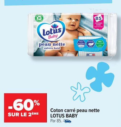 Coton carre peau nette LOTUS BABY