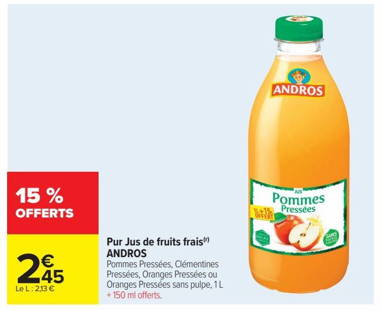 Pur jus de fruits frais Andros