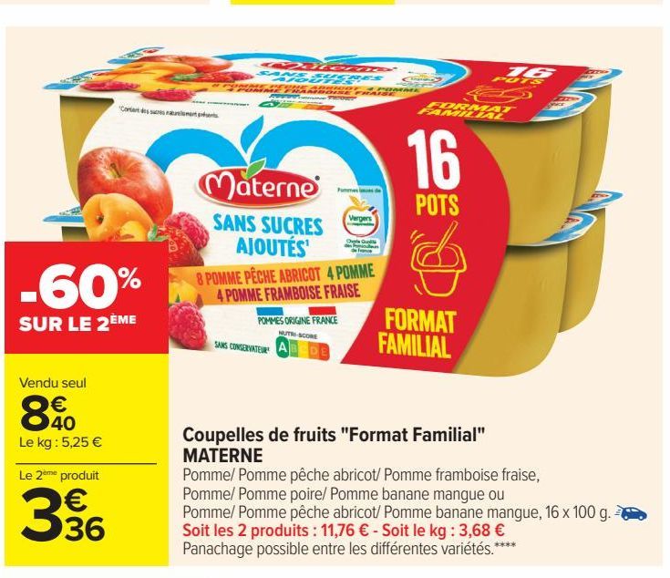 Coupelles de fruits Format Familial MATERNE