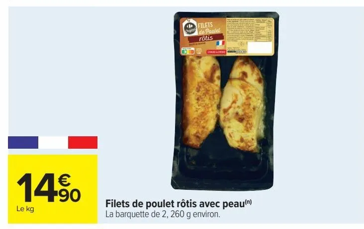 filets de poulet rotis avec peau