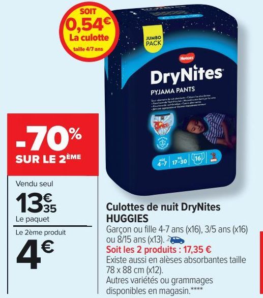 culottes de nuit DryNites Huggies