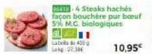 5418-4 steaks hachés façon bouchère pur boeuf 5% m.c. biologiques 
