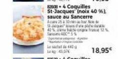 Lesacht 440 Long: 43.00€  0:42.776  826084 Coquilles St-Jacques (noix 40 %) sauce au Sancerre Aca 250 Nm daw plow our  hành trên khu 12  anome 400-5  d  18,95€ 