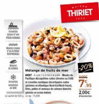 Deve  in FICHE ABLE  Madis ELEME  RESPONSABLE  Nates  DE DES  Deville surges  MER  Le sachet de 500g Lekg: 15,90€  Mélange de fruits de mer  84507 A 3a 4mine Moules du Pacifique decoquides cultes (des