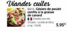 Viandes cuites  k  Spa-La tebde 330 19.83  85215-Césiers de poulet  confits à la graisse de canard  5,95€ 