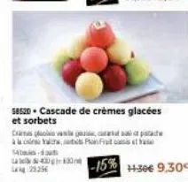 58520 cascade de crèmes glacées  et sorbets  chaetan (luolin vawlhe gmaip  à la fra  -  400 30 -15% -30€ 9,30€ 