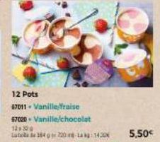 12 Pots  67011- Vanille/fraise  $7020 - Vanille/chocolat  12.320  Labots de 184 220 -14.30 5,50€ 