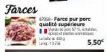 87058-Farce pur porc qualité supérieure  %  picant parts an  La bated 430g  1329  5,50€ 