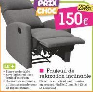 LE+  Super confortable Revitant en tisse  facile d'entretien Commande manuelle, utilisation simple pour un repos optana.  PRIX CHOC  150€  Fauteuil de relaxation inclinable  Structure en bois et al.  