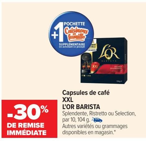 Capsules de café XXL L'OR BARISTA 