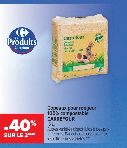 Copeaux pour 100% compostable CARREFOUR 