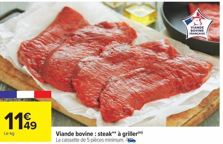 Viande bovine : steak à griller 