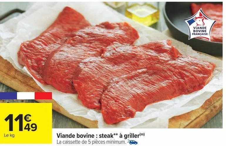 viande bovine : steak à griller 