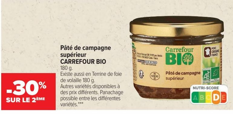 Pâté de campagne supérieur CARREFOUR BIO 