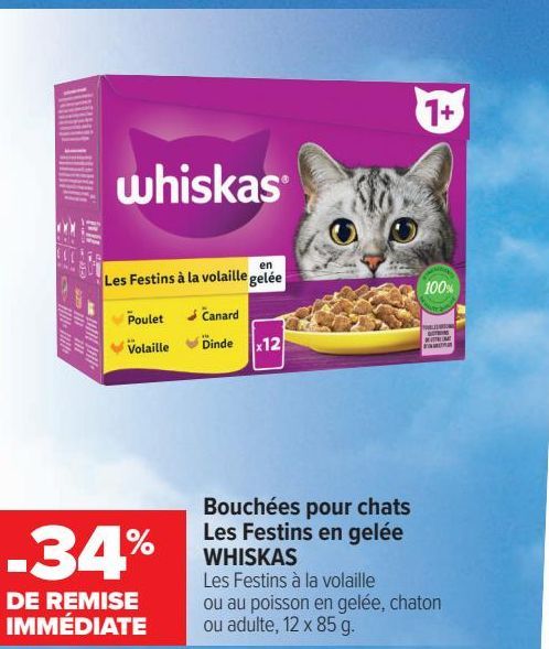 Bouchées pour chats Les Festins en gelée WHISKAS 