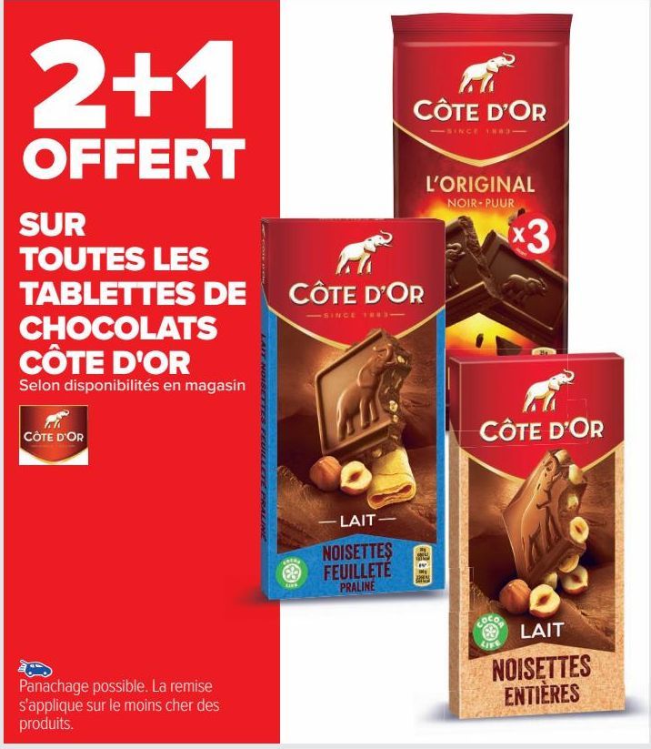 TOUTES LES TABLETTES DE CHOCOLATS DE COTE D'OR 