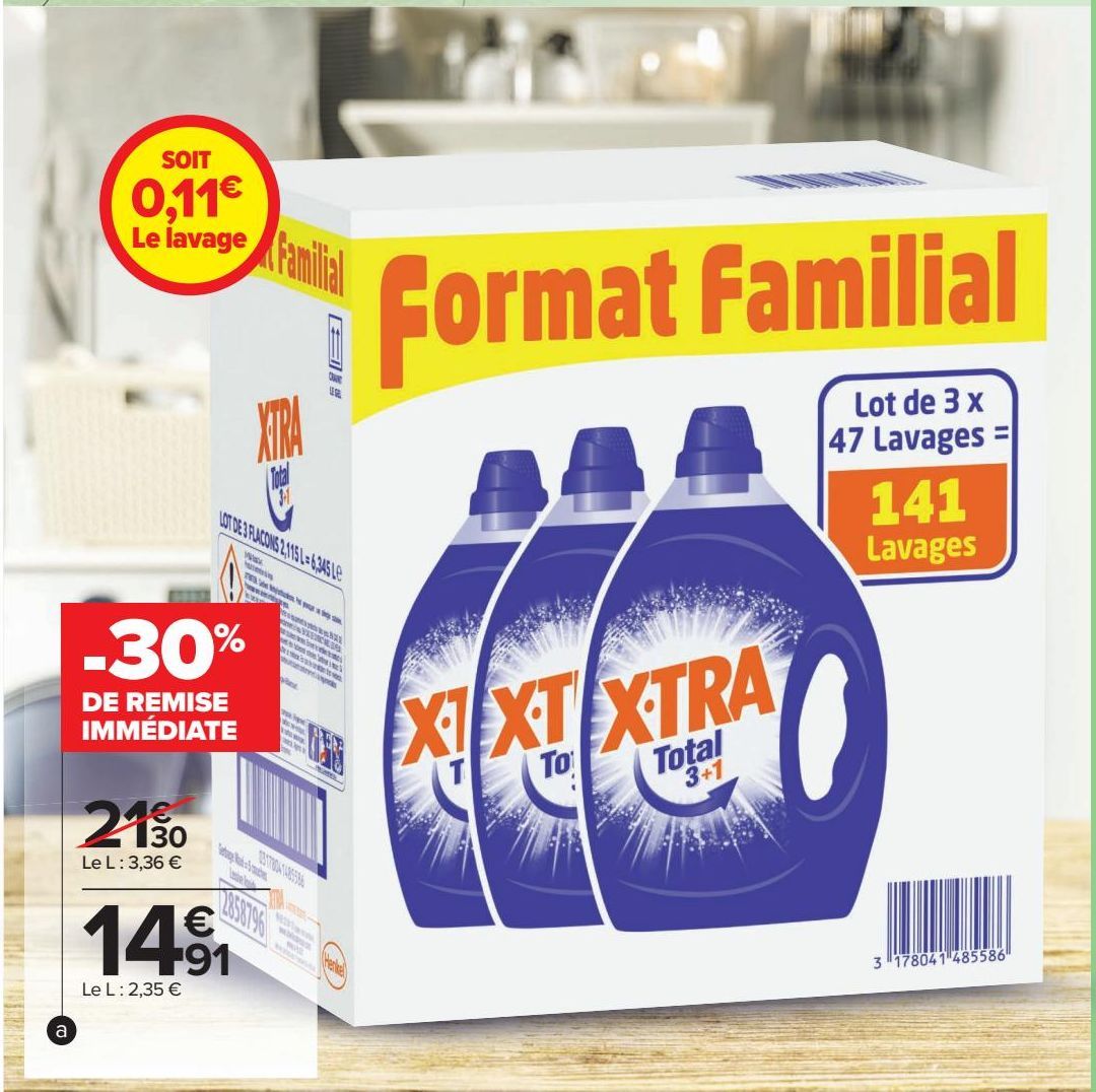 Lessive liquide "Format familial"  XTRA 