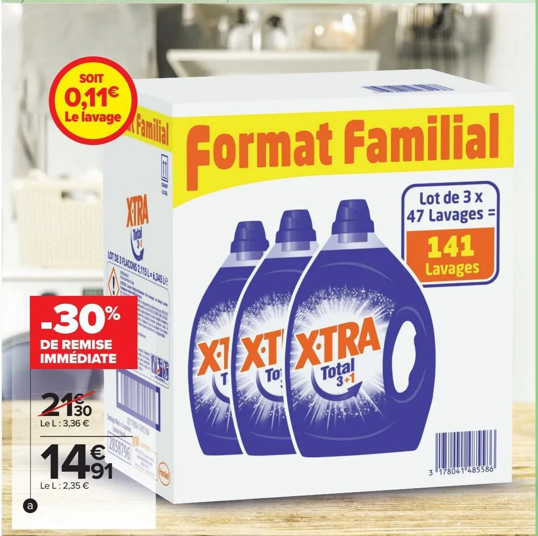 lessive liquide "format familial"  xtra 