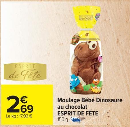 Moulage Bébé Dinosaur au chocolat ESPRIT DE FETE 