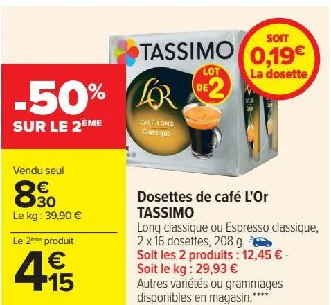 dosettes de café l'or tassimo 