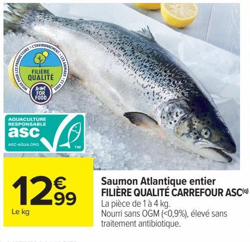 Saumon Atlantique entier FILIERE QUALITE CARREFOUR ASC 