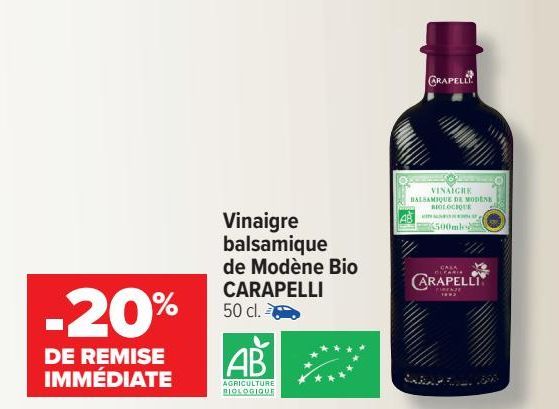 Vinaigre balsamique de Modène Bio CARAPELI 