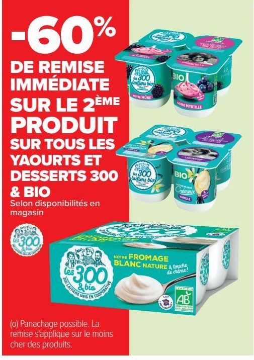 TOUS LES YAOURTS ET DESSERTS 300 & BIO 