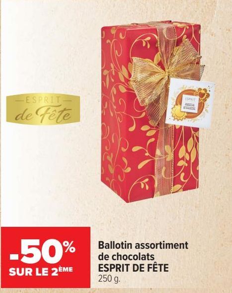 Ballotin assortiment de chocolats ESPRIT DE FETE 