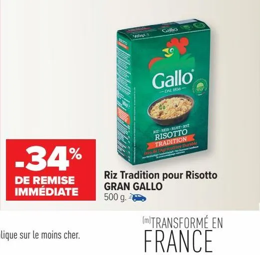 riz tradition pour risotto gran gallo 