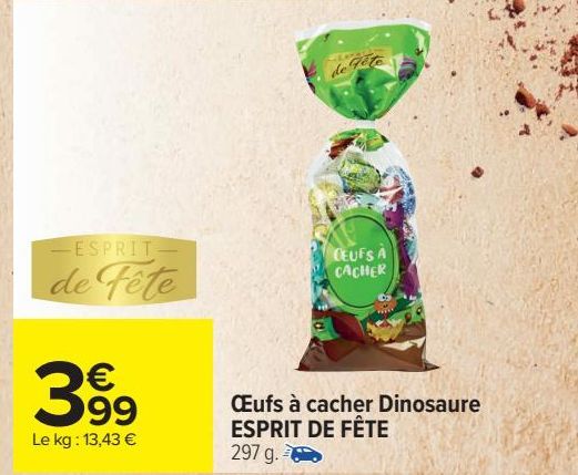 Œufs à cacher Dinosaure ESPRIT DE FETE  