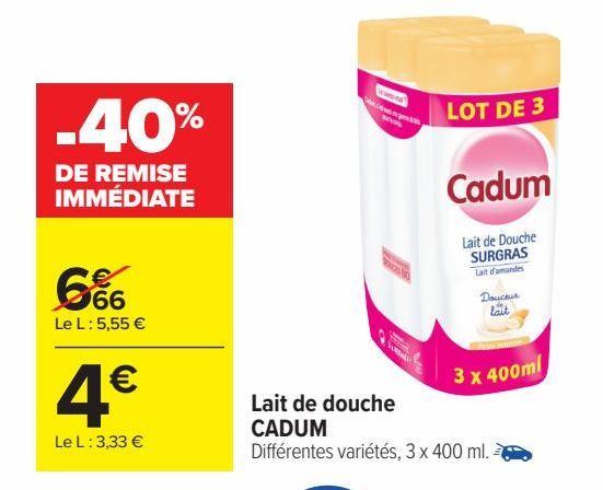 Lait de douche CADUM 