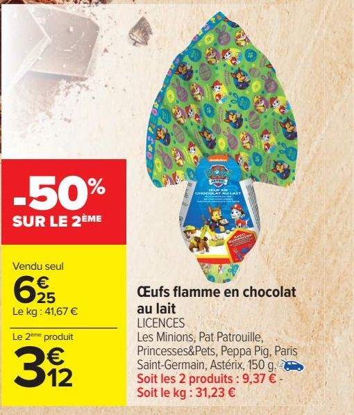 Oeufs flamme en chocolat au lait 